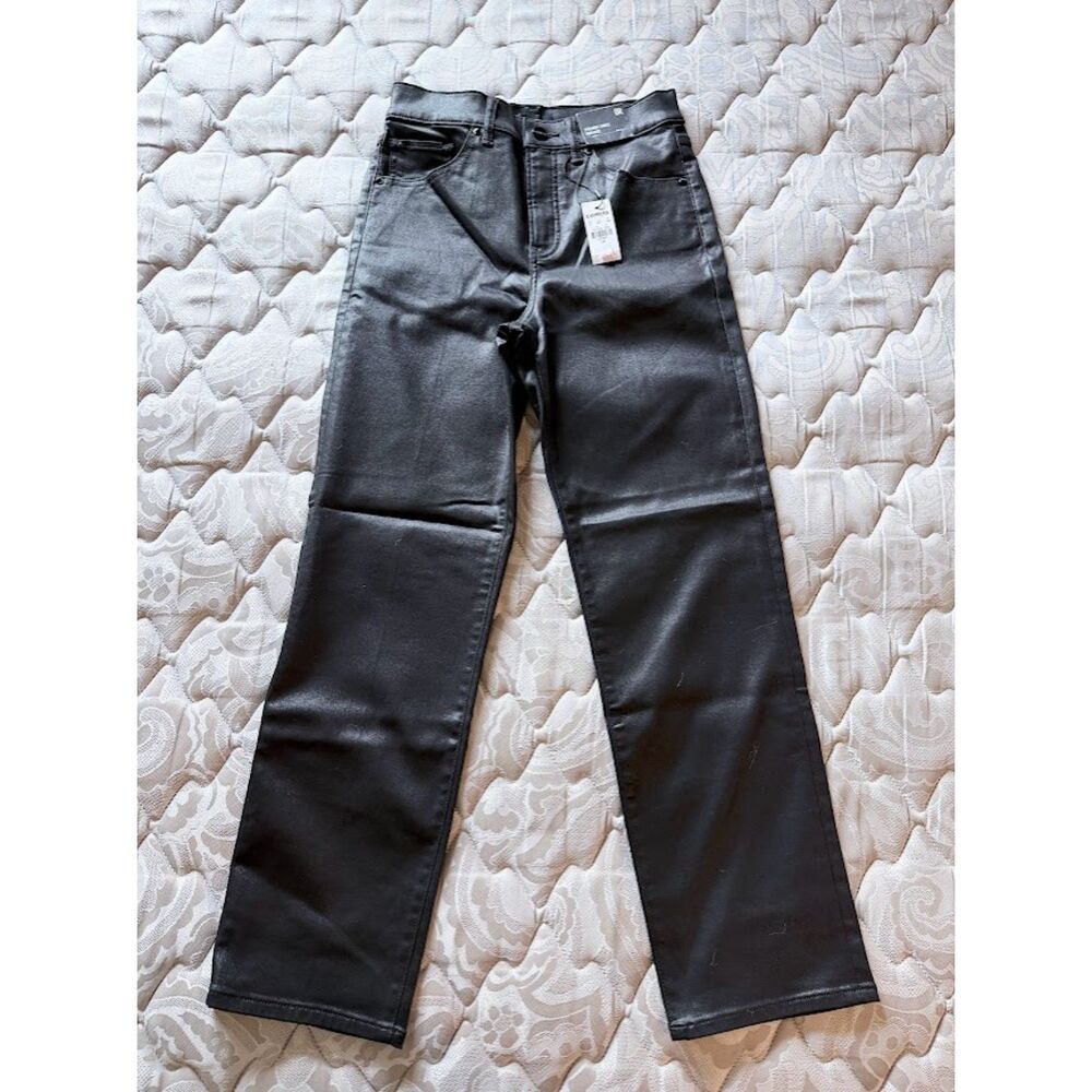 New Express High Rise Straight Ankle Coated Jeans Womens Black - NWT 0R Size 0